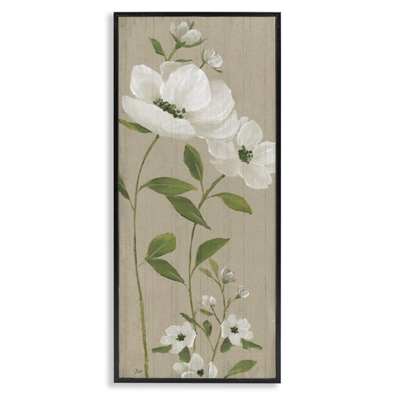 Stupell Industries Shabby Chic Curved Poppy Blossoms Black Framed Giclee Art, 10 x 24, by Nan