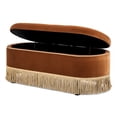 thumbnail image 6 of Melinda 48.5" Oval Tufted Bullion Fringe Storage Bench, Burnt Orange Performance Velvet, 6 of 11