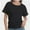 Black, variant on Womens Short Sleeve Boat Neck Side Shirring Dolman Drape Top