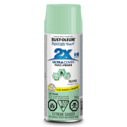 Rust-Oleum Painter's Touch 2X Ultra Cover Multi-Purpose Paint And Primer in Gloss Modern Mint, 340 G Aerosol Spray Paint