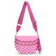 thumbnail image 1 of Bolso bandolera con estampado de cuadros de nylon color rojo rosado, 1 of 6