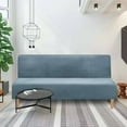 thumbnail image 2 of SHANNA Stretch Velvet Sofa Slipcover Thick Armless Sofa Bed Cover Futon Slipcover Protector, Blue, 2 of 8