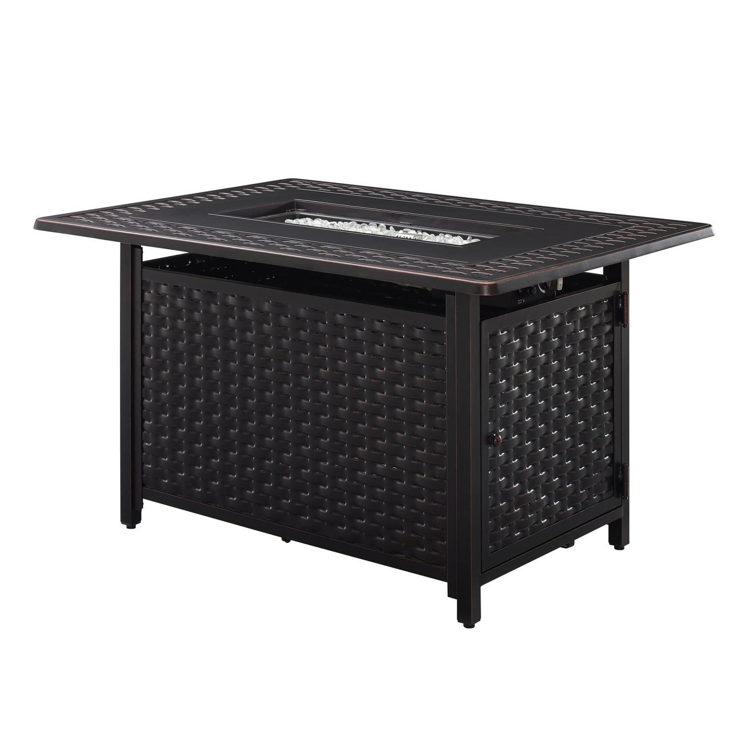 Rectangular Gas Fire Pit - Aluminum Outdoor Patio Heater - 45000 BTU - Bronze Finish