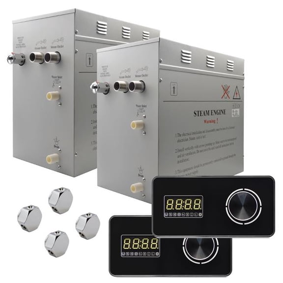 Steam Planet GH24LBA Superior Encore 24 kW Self-Draining Steam Bath Generator Kit & Dual Horizontal Digital Keypad, Black