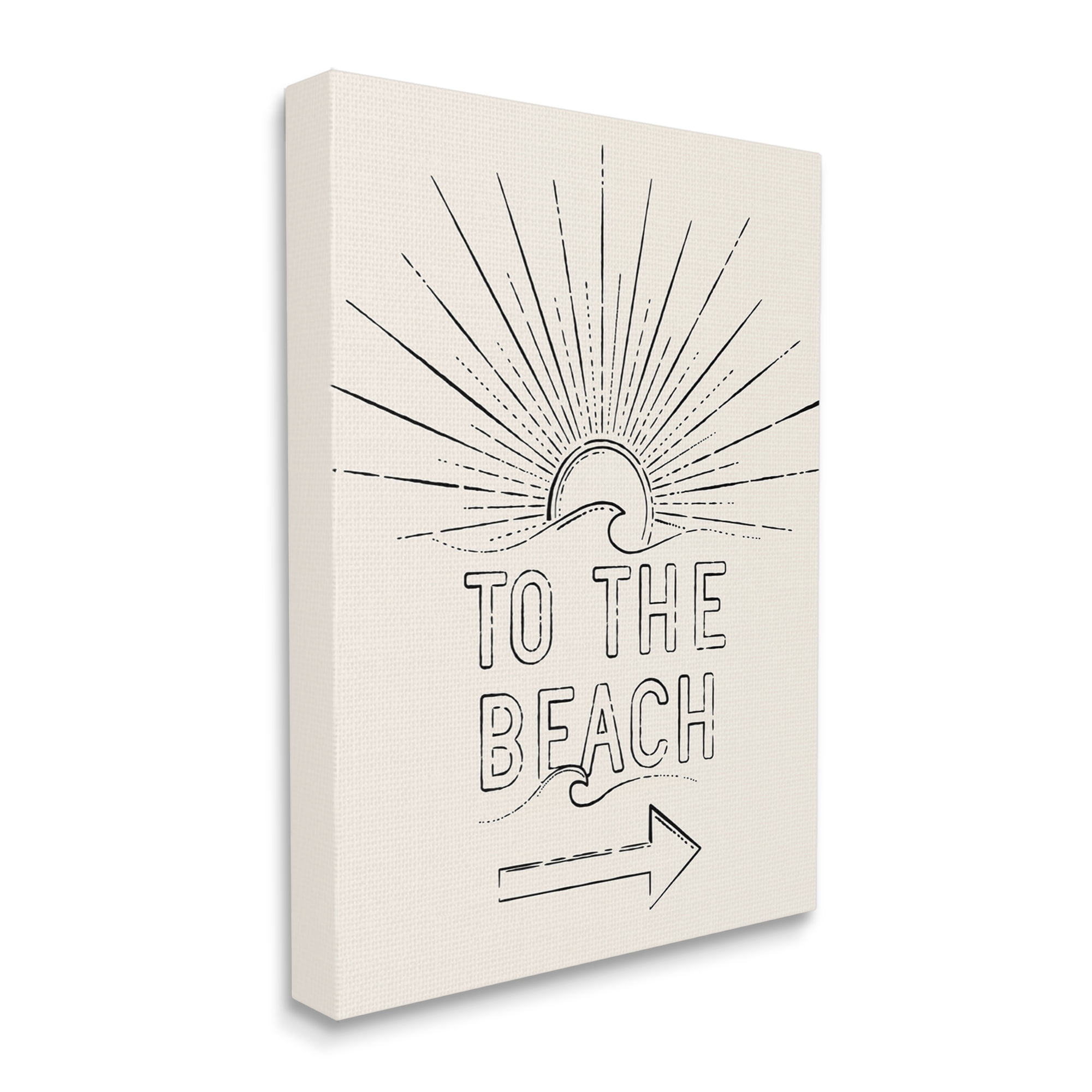Stupell Industries To The Beach Weathered Vintage Sun Horizon Typography Graphic Art Gallery Wrapped Canvas Print Wall Art, Design by JJ Design House LLC