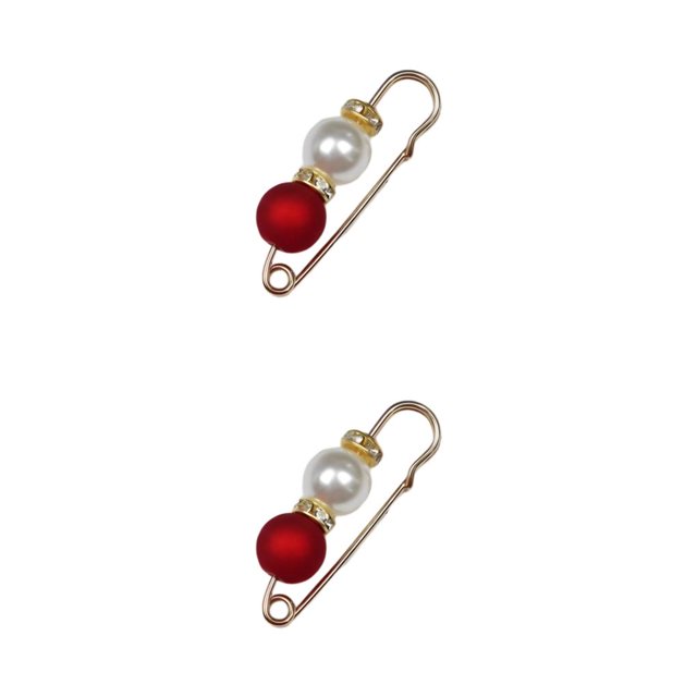 Broche de Perlas de Diamantes de Imitación Jumpingount Alfiler de Cuentas Grandes Rojo