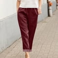 thumbnail image 2 of Kvture Womens Casual Cotton Tapered Capri Cargo Pants Loose Elastic Waist Ankle Cropped Trouser with Pockets M, 2 of 5