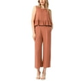 thumbnail image 1 of INSPIRAR CHIC Conjuntos de 2 Piezas para Mujeres, Tops de Tanque de Lino, Conjuntos de Lounge a Juego y Pantalones Largos, Trajes Deportivos Naranja, 1 of 6