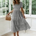 thumbnail image 2 of Eagokdc Summer Dresses for Women Crew Neck Loose Casual Beach Short Sleeve Floral Elegant Maxi Dress With Pockets Size S-2XL, 2 of 6
