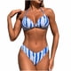 thumbnail image 2 of Trajes de baño Amzcrzy Tankini para mujer, trajes de baño, trajes de baño, bikini con control de abdomen, traje de baño estampado para mujer + bañador y bikini dividido de moda, azul cielo, M, 2 of 5