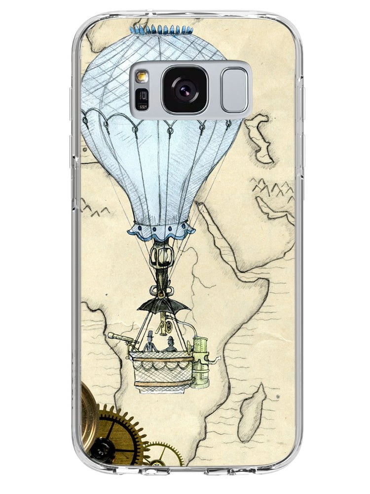Cover VINTAGE HOT AIR BALLOON STEAMPUNK BLACK WHITE DOUBLE Light Switch Plate