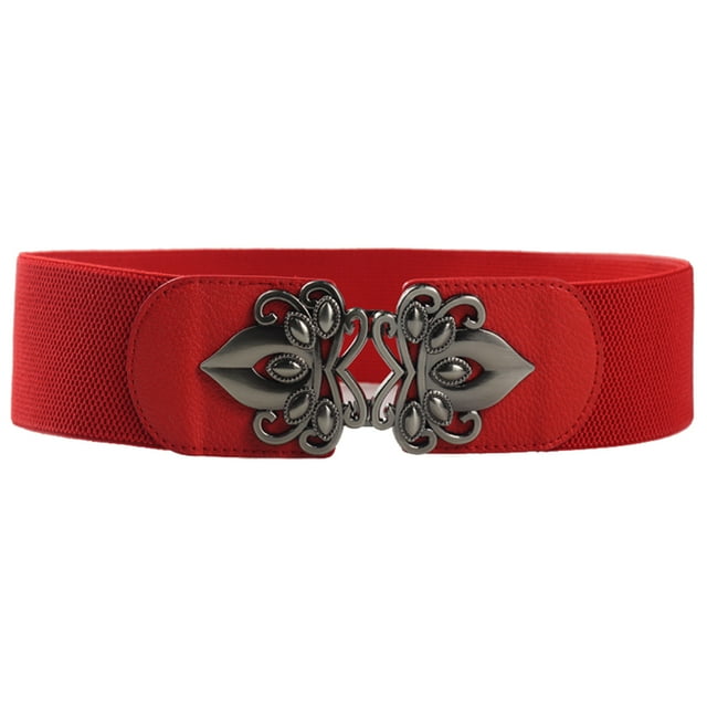 Ceinture Grand pour Femmes Mode Élastique Extensible Extensible Boucle Boucle Ceinture Robe Vintage Ajustée Serrée Ajourée Déco
