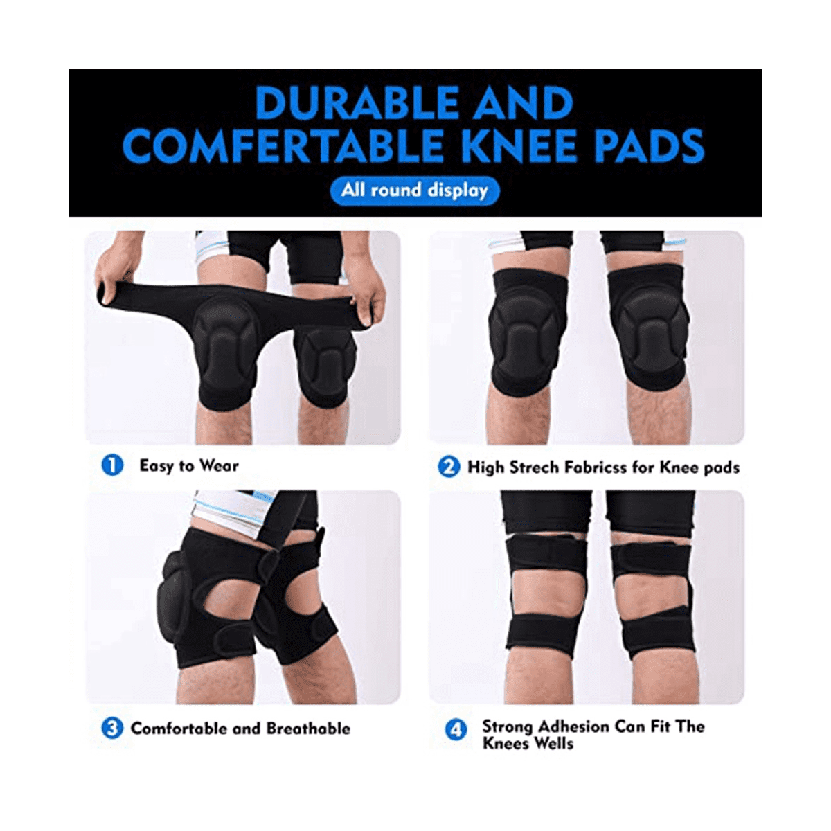 Men/Women Knee Pads for Gardening, Cleaning, Construction Work, Flooring, Volleyball, Anti-Slip Collision 1 Pair