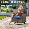 thumbnail image 2 of PARKWELL Patio Wicker Chairs Swivel Rocker Set of 2,Outdoor Rattan Swivel Glider Rocking Lounge Chairs for Patio Porch Pool,Gray/Navy, 2 of 8