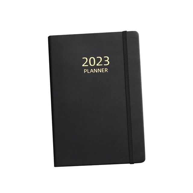 A5 Notebook Planner, 2023 Daily Weekly Agenda Planner Journals Blocs de notas Doble cara 180 hojas 360 páginas forradas Bloc de notas para suministros Negro SM SunniMix Planificador de cuaderno