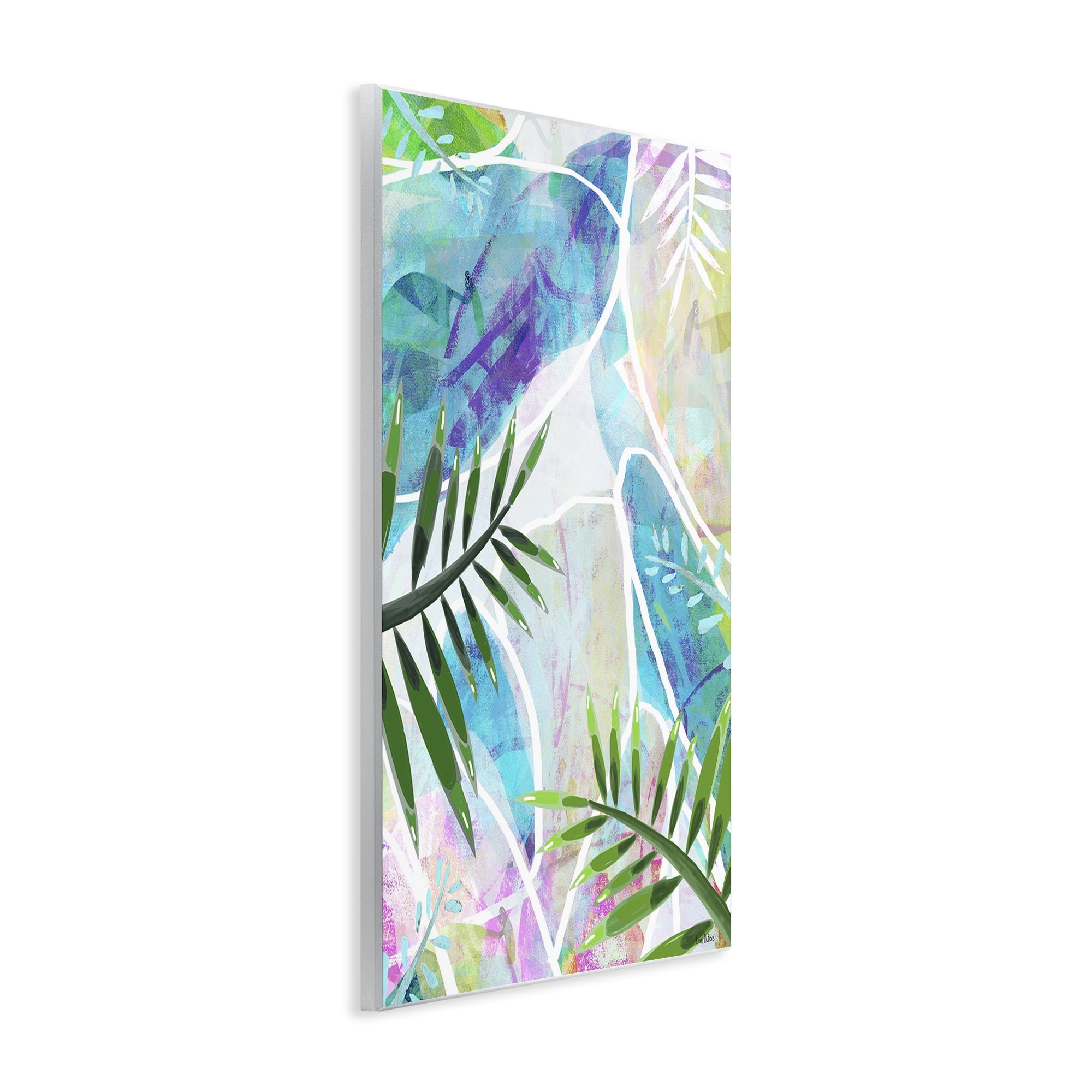 Stupell Industries Layered Tropical Leaves Coastal Painting Unframed Art Print Wall Art, 10 x 15