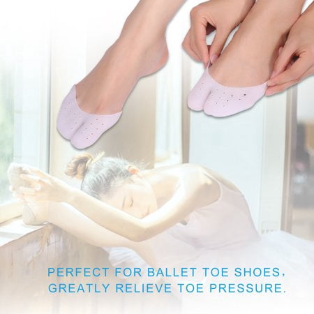 AMONIDA 1 Pair Silicone Gel Foot Cushion Blisters Pads Metatarsal Insoles Toe Protector Soft Pointe Ballet Dance Shoe Toe (Best Way To Heal Foot Blisters)