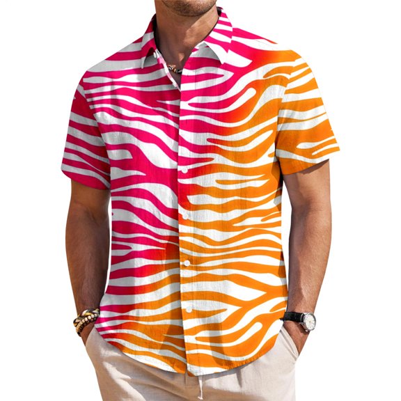 adaychics Mens Leopard Shirt Short Sleeve Beach Button Up Shirts Fashion Casual Clothing for Everyday Wear
