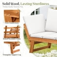 thumbnail image 6 of Flamaker Outdoor Couch with Adjustable Armrests, Acacia Wood Patio Loveseat with Soft Cushions, Convertible Patio Furniture for Balcony, Porch, Backyard (Grey), 6 of 8