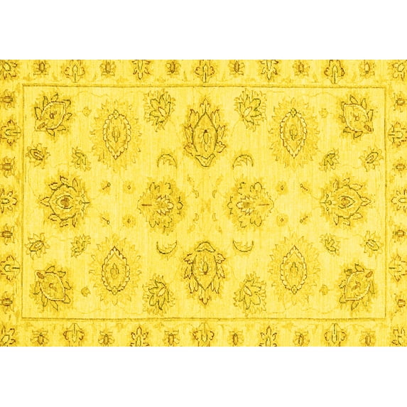 Ahgly Company Indoor Rectangle Oriental Yellow Traditional Area Rugs, 5' x 7'
