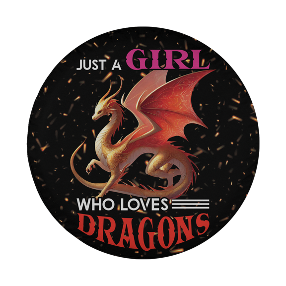 Lotusprinthandmade Funny Quote Just a Girl & Dragon Spare Tire Cover Without Backup Camera Hole 6 Sizes (27 in.)