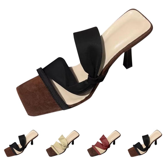Purcolt Women's Dressy Casual Slippers Square Open Toe Kitten Heels Sandals Slip On Mules Summer Dress Shoes for Travel Work Party