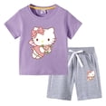 thumbnail image 4 of Conjunto de camiseta de manga corta para niños de Hello Kitty, ropa de algodón para bebés, pantalones cortos de media manga para niños y niñas, traje de dos piezas, 4 of 5