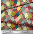 thumbnail image 3 of Soimoi Modal Satin Fabric Leopard & Argyle Patchwork Decor Fabric Printed Yard 42 Inch Wide, 3 of 3