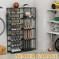 thumbnail image 2 of Tall Garage Shoe Rack Large Capacity,Two Rows Versatile Hooks Storage Boot Shelf Black 24-35 Pairs, 2 of 6
