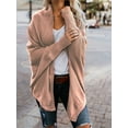 thumbnail image 4 of Women'S - Batwing Cable Knitted Slouchy Oversized Wrap Cardigan Sweater Pink One Size, 4 of 9