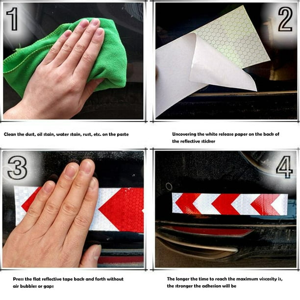 Cinta reflectante de flecha pegatina para coche marca de advertencia de seguridad cinta reflectante de 2x118 pulgadas JShteea Accesorios para autos y motos