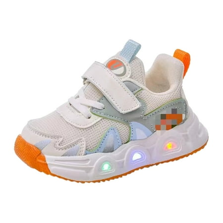 Quealent Boys Girls Shoes Soft Sole Slip On First Walkers Sneaker Toddler Loafers High Top Crib Shoe (Orange 5 Years)