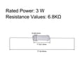 thumbnail image 3 of Uxcell 20Pcs 3W 3 Watt Metal Oxide Film Resistor 6.8K Ohm ±5% Tolerance, 3 of 5