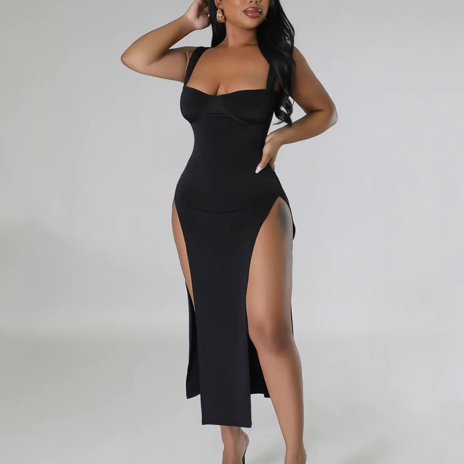 新品！hibinitiワンピースsquare neck summer dress LEINA FLORAL SQUARE-NECK DRESS IN BLACK | All Would Envy