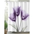 thumbnail image 2 of Shower Curtain Purple Tulip Shower Curtains for Bathroom, Waterproof Polyester Shower Curtain Set with Hooks, Stall Long Size 54"x78" Plant Floral, 2 of 6