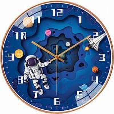 Silent Children's Wall Clock with Silent Movement, 12 Inch Round Non Ticking Children's Wall Clock
