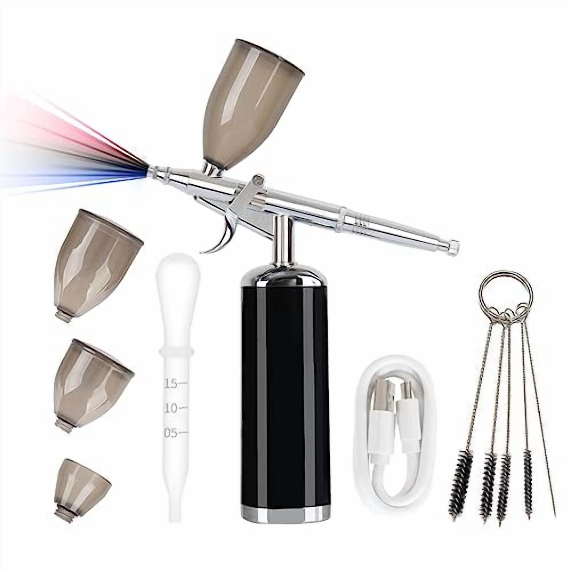 high air Flow Cordless Airbrush Kit, Wireless Portable Air Brush Compressor, Rechargeable Mini Air Brush, Handheld Airbrush Gun for Barber, Model Painting, Nail Art, Makeup, Tattoo(black)