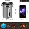 thumbnail image 5 of Malmo Airtight Coffee Canister with Date Tracker Lid & Window, 22oz Stainless Steel Canister for Kitchen Grain Storage, Dark Gray, 5 of 10