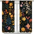 thumbnail image 2 of Floral Blackout Curtain,Boho Colorful Black Abstract Flowers Botanical Window Treatment Curtains for Cafe Bedroom Office Dining Room Living Room Kitchen Drapes 42"W x 84"L (Pack of 2), 2 of 6