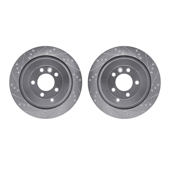 Dynamic Friction Company Rear Brake Rotors-Drilled and Slotted-Silver 7002-11029