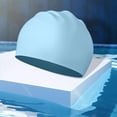 thumbnail image 1 of Gorro de natación de silicona, cómodo gorro de ducha para piscina con protección para los oídos, para hombres y mujeres, para cabello largo y corto, Azul, 1 of 8