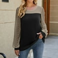thumbnail image 2 of QLEICOM Women's Crewneck Long Sleeve Patchwork Tops Casual T-shirt Blouses Shirts Tops Black S, US Size 4, 2 of 5