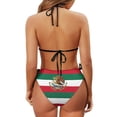 thumbnail image 6 of Uourmeti Women's Distressed Mexican Flag Halter Bikini Set - Sexy Two-Piece Triangle Swimsuit with Tie Sides for Beach & Pool Vacations, 6 of 9