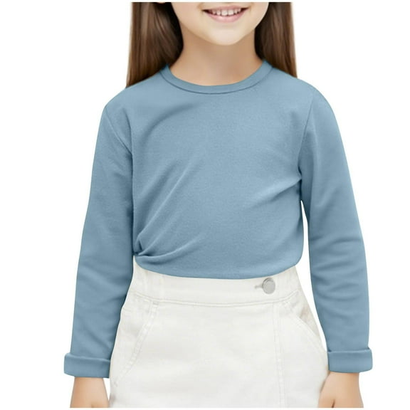 FAIWAD Long Sleeve Tops for Girls Boys T-Shirts Lightweight Cotton Toddler Tees Shirt Kids Comfy Soft Layering Shirts