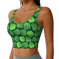 thumbnail image 2 of Haiem green Skull Pattern Womens Sports Bra - U Neck Padded Low Impact Yoga Bra Workout Crop Top Gym Moisture-Wicking Workout Vest-Large, 2 of 8