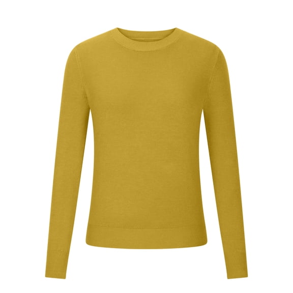 GigrtiJin Women's Knitted Pullover Sweater Solid Color Round Neck Long Sleeved Sweater Top Comfy Warm Loose Blouse