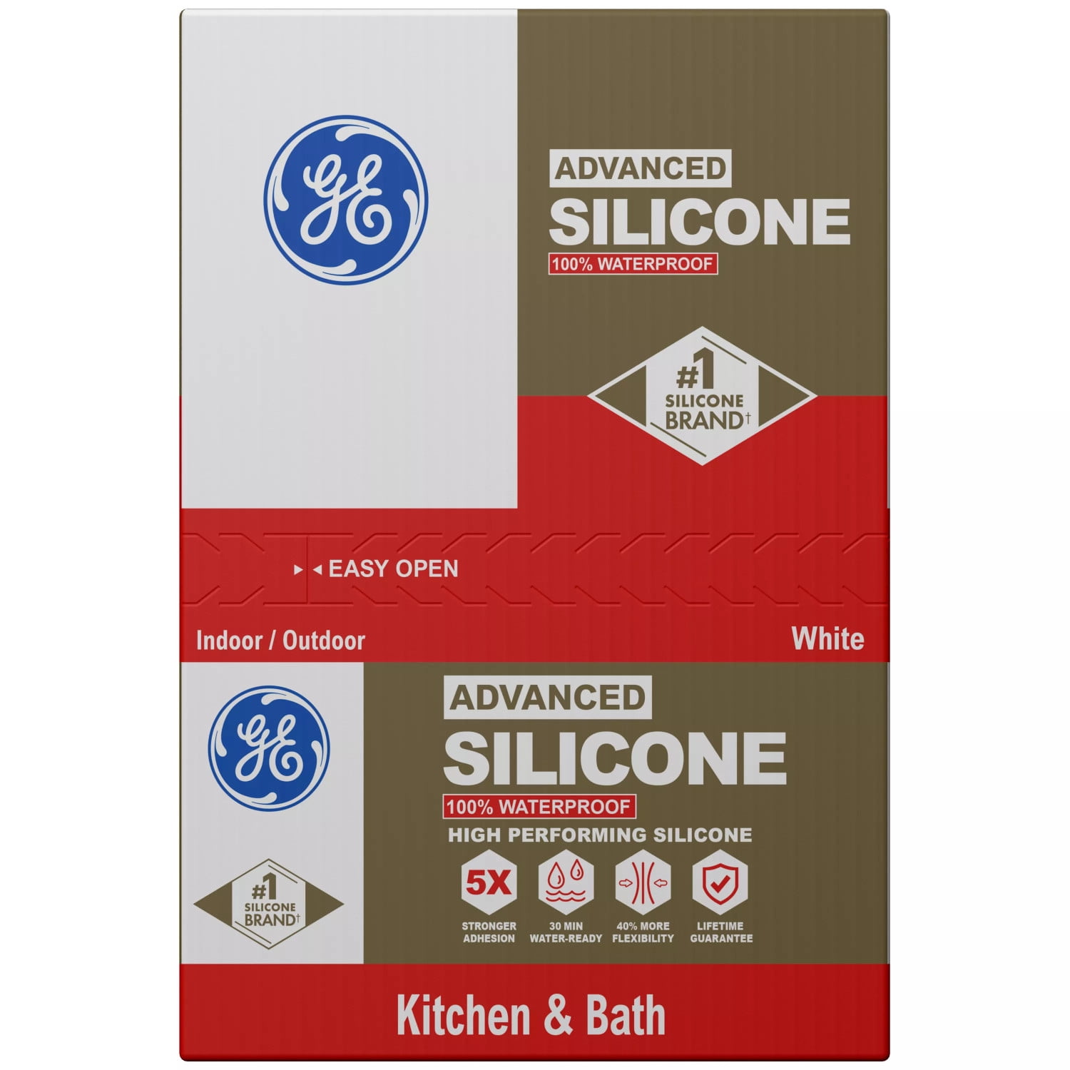 (12 pack) GE Advanced Silicone Kitchen & Bath Sealant, Pack of 1, White 10.1 fl oz Cartridge
