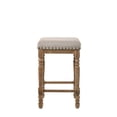 thumbnail image 3 of Gzxs Bar Stools Set of 2, 24 inch Counter Height Wooden Barstools w/ Upholstered Seats and Nailhead Trim Accent, Farmhouse Style for Kitchen Island, Pub, Cafe, Beige & Weathered Oak, 3 of 6