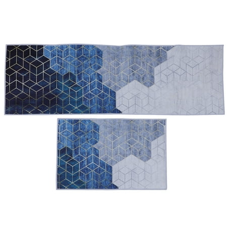 

BESTONZON 2pcs Creative Water Absorption Non-Skid Bathroom Floor Mat for Home (Blue)
