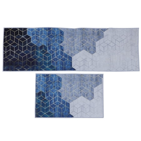 

BESTONZON 2pcs Creative Water Absorption Non-Skid Bathroom Floor Mat for Home (Blue)